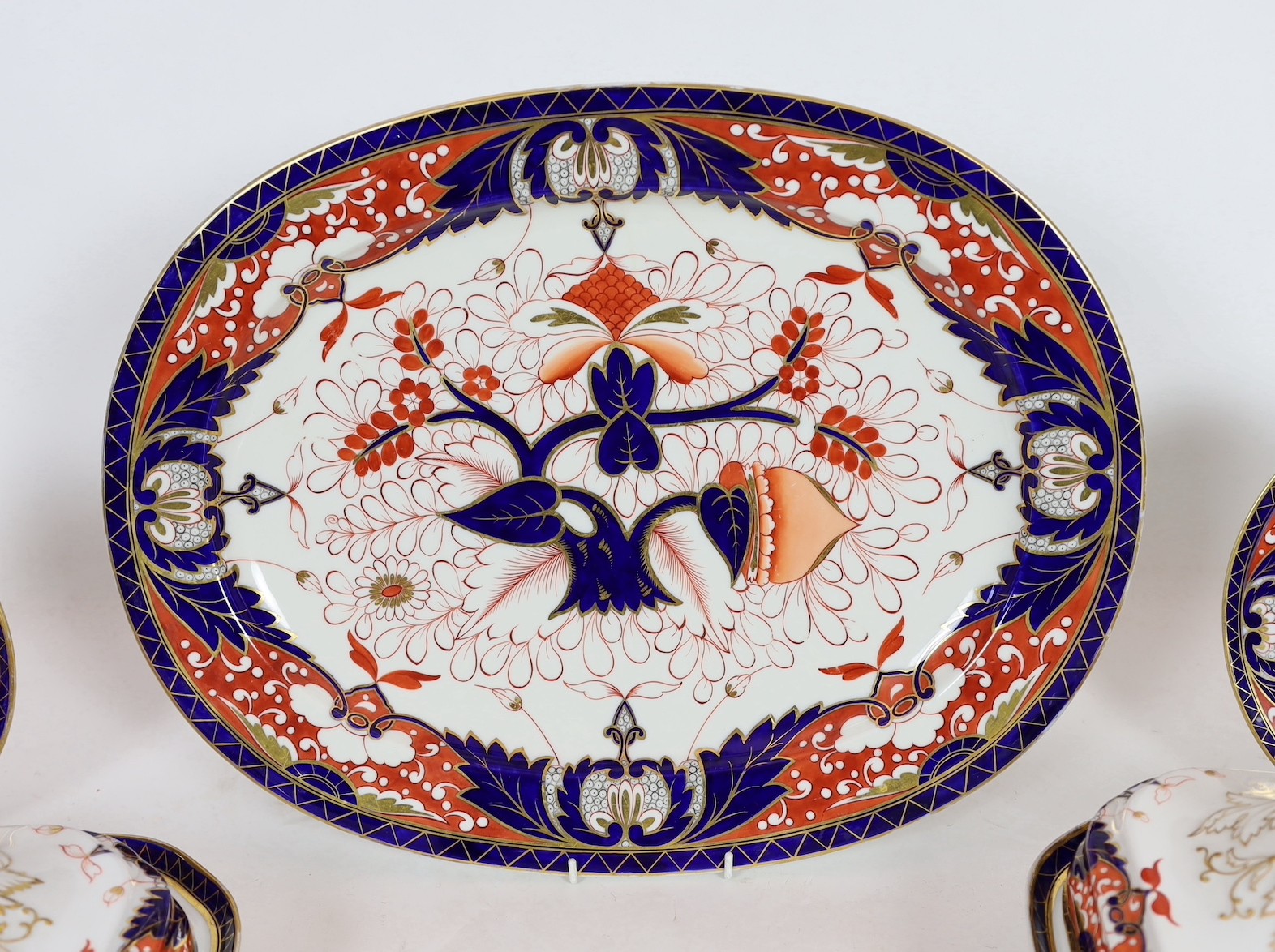 An extensive Chamberlains Worcester Imari pattern dinner service, c.1815-20, some faults